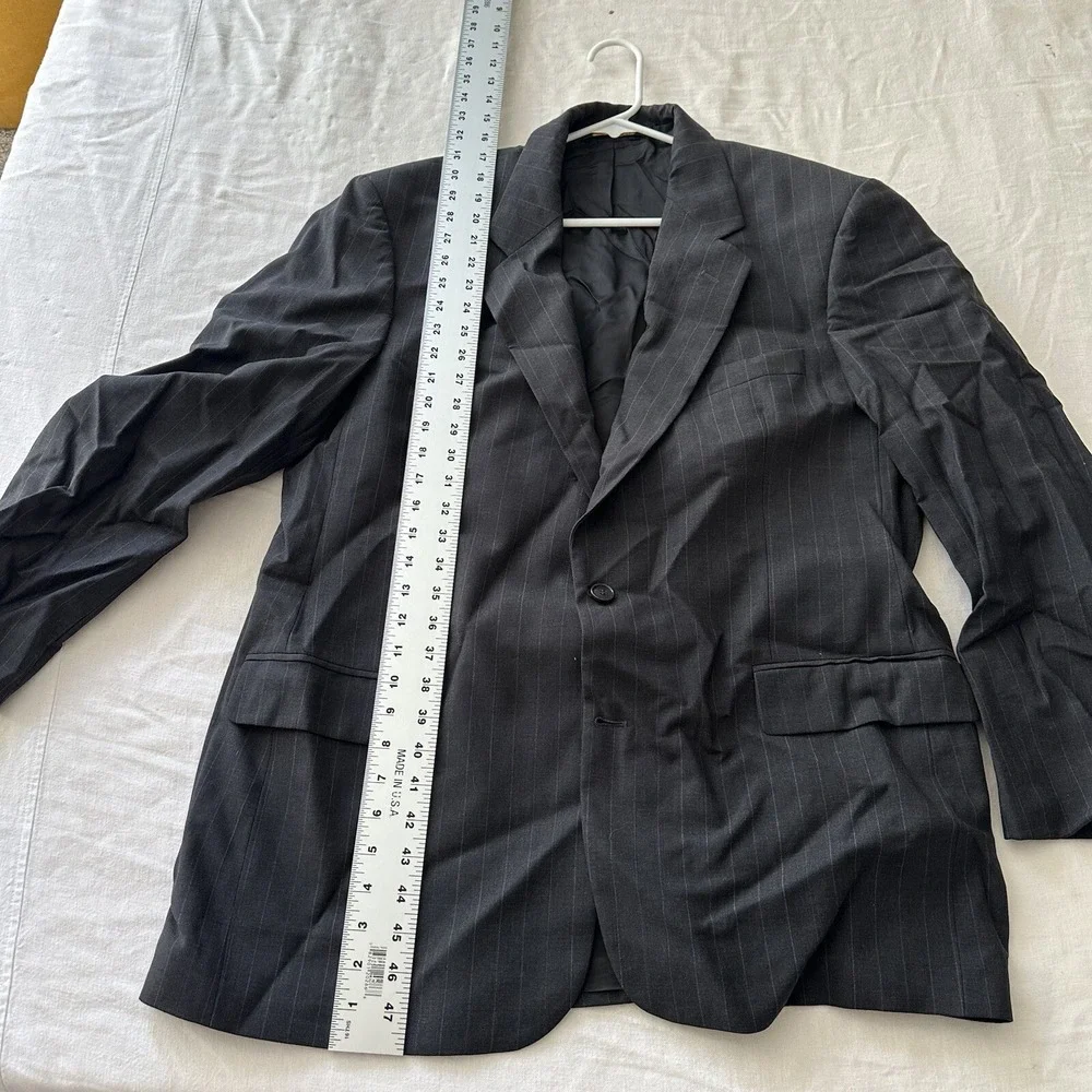 Men's Brooks‎ Brothers BROOKSEASE Dark Grey Pinstripe Blazer Sportcoat Sz 43R